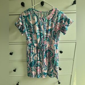 Lilly Pulitzer Girls Pink and Blue Dress with Pockets 12-14 XL